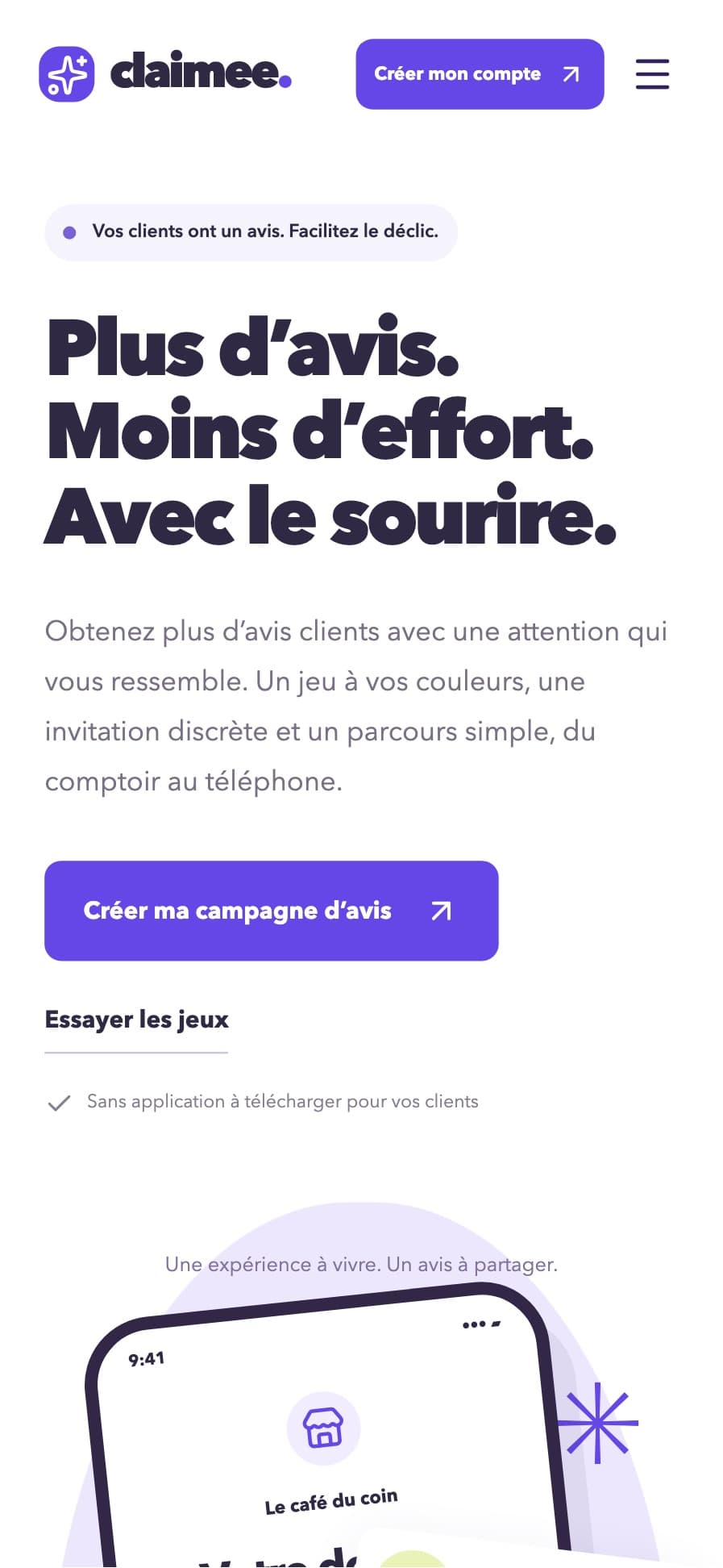 Claimee landing page on mobile