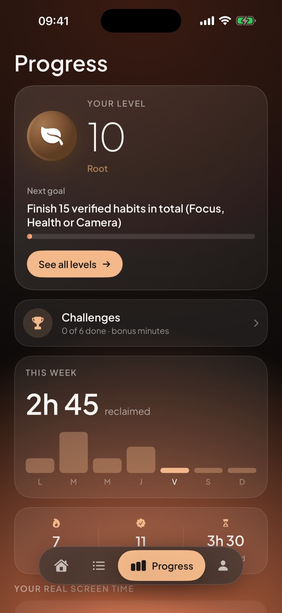 Progress screen