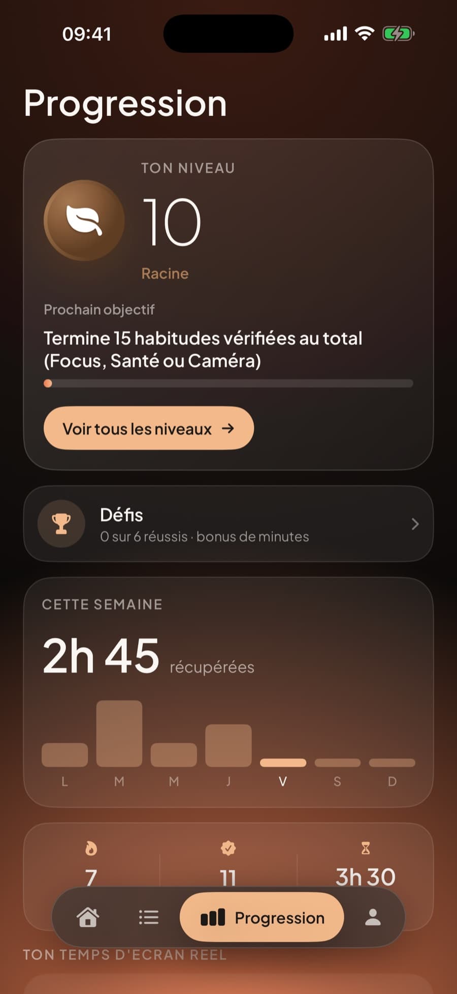 Écran de progression