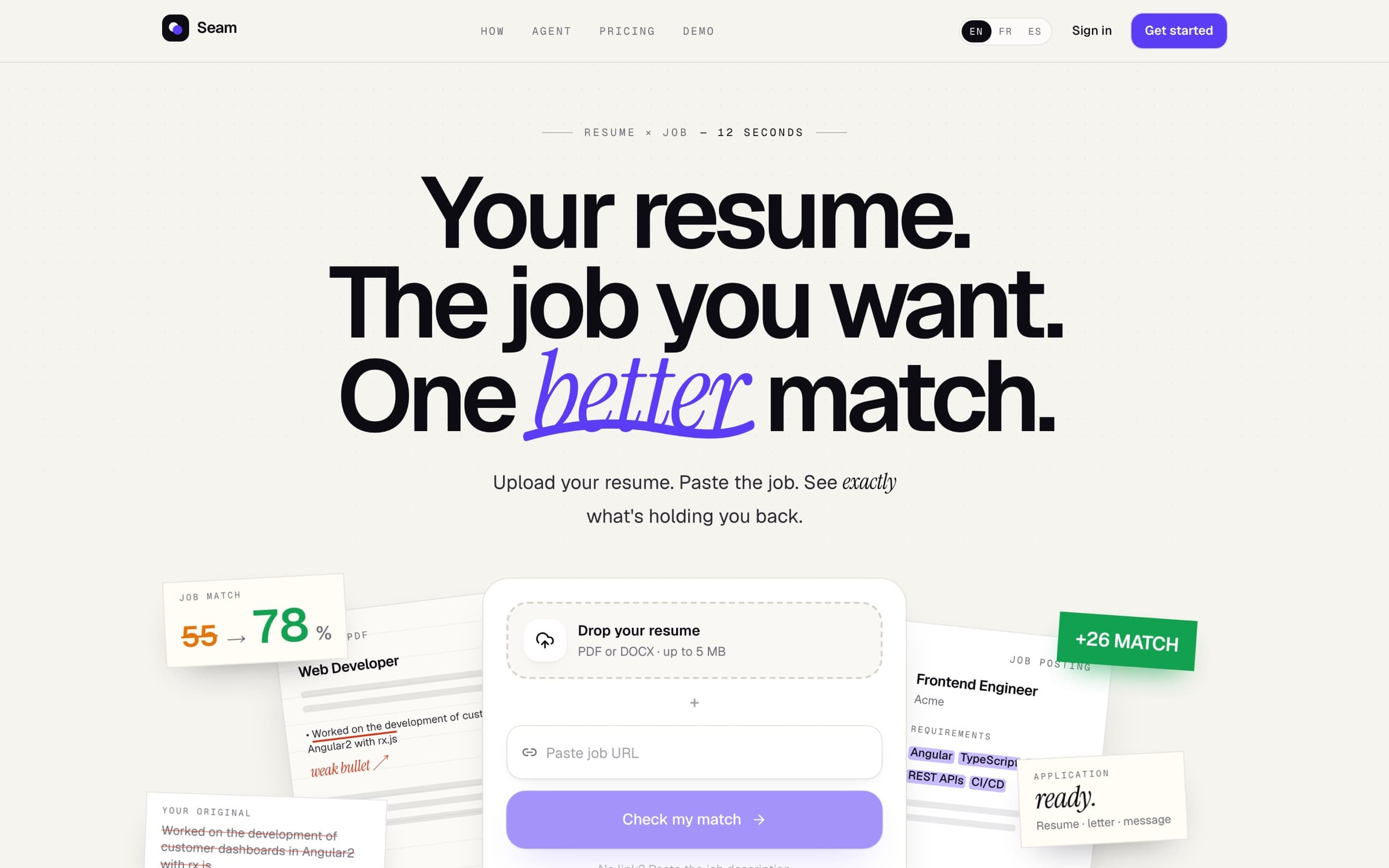 Seam landing page